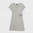 Girls' Rib-knit Wrap Short Sleeve Dress - Art Class Gray