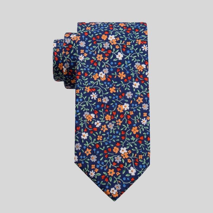 Men's Floral Print Charles Necktie - Goodfellow & Co Navy