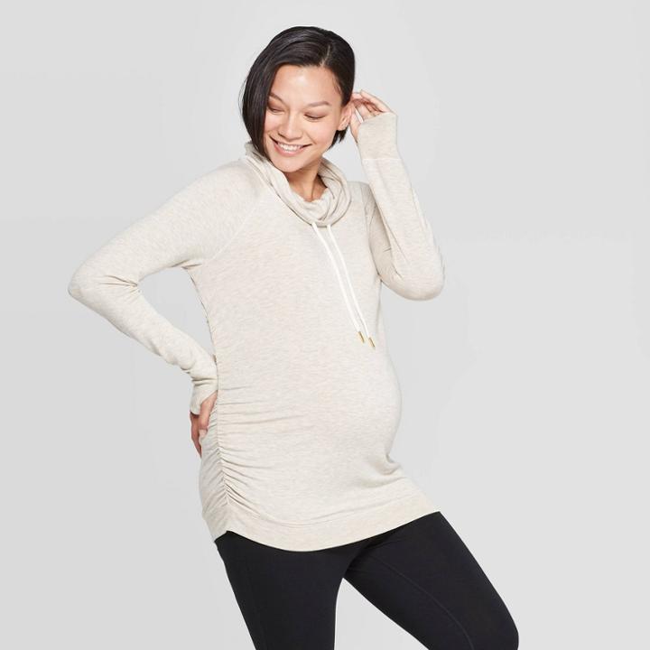 Maternity Sweatshirt - Isabel Maternity By Ingrid & Isabel Oatmeal Heather S, Oatmeal Grey