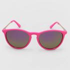 Women's Round Plastic Metal Combo Silhouette Sunglasses - Wild Fable Pink, Women's, Size: Small, Grey/pink