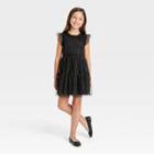 Girls' Flutter Sleeve Tiered Tulle Dress - Cat & Jack Black