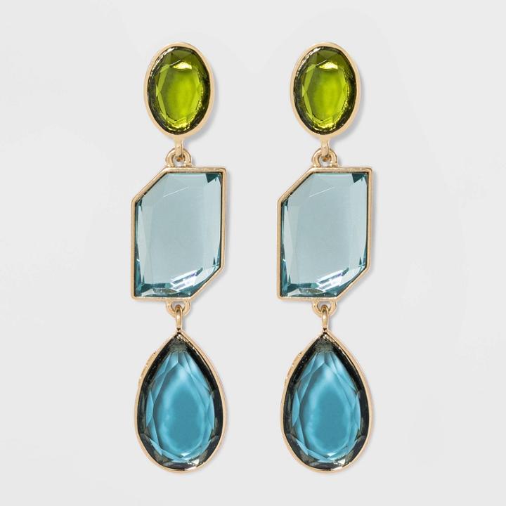 Multi Shape Tiered Drop Earrings - A New Day Blue, Women's,