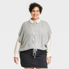 Women's Plus Size Crew Neck Cable Knit Sweater Vest - Universal Thread Gray