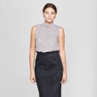 Women's Sleeveless Mock Neck Blouse - Prologue Gray Print