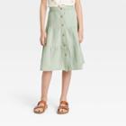 Girls' Tiered Button-down Skirt - Cat & Jack Green