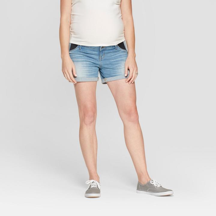 Maternity Inset Panel Midi Jean Shorts - Isabel Maternity By Ingrid & Isabel Medium Wash 00, Women's, Blue