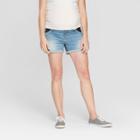 Maternity Inset Panel Midi Jean Shorts - Isabel Maternity By Ingrid & Isabel Medium Wash 00, Women's, Blue