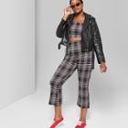Women's Plus Size Plaid Kick Flare Cropped Pants - Wild Fable Black/red
