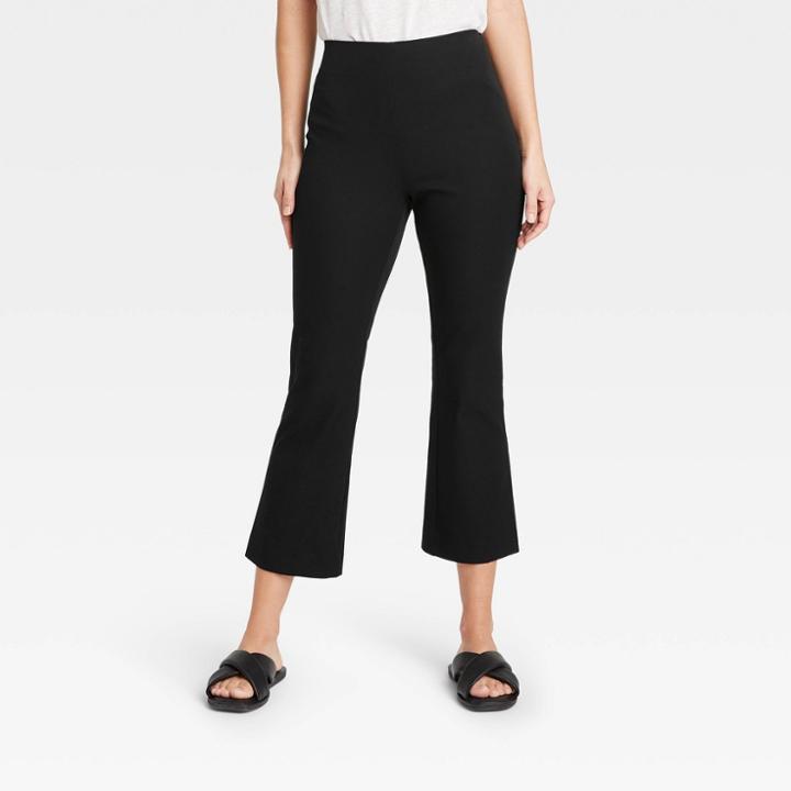Women's High-rise Flare Cropped Pants - A New Day Black