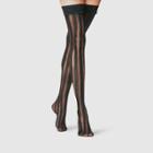 Women's Vertical Striped Thigh Highs - A New Day Black S/m, Women's, Size: