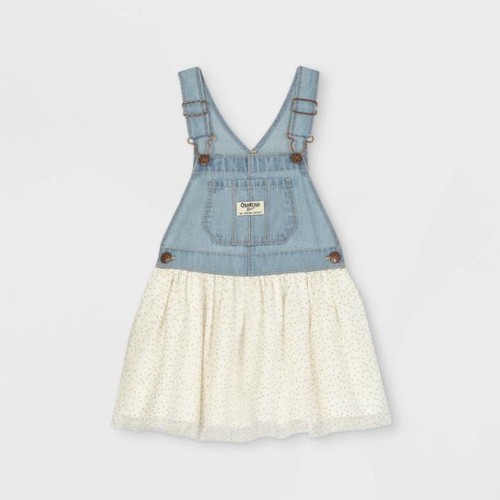 Oshkosh B'gosh Toddler Girls' Denim Glitter Tulle Skirtall Dress - Blue/cream