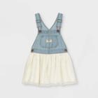 Oshkosh B'gosh Toddler Girls' Denim Glitter Tulle Skirtall Dress - Blue/cream