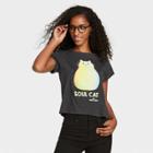 Women's Disney Pixar Half Note Short Sleeve Cropped Graphic T-shirt - Charcoal
