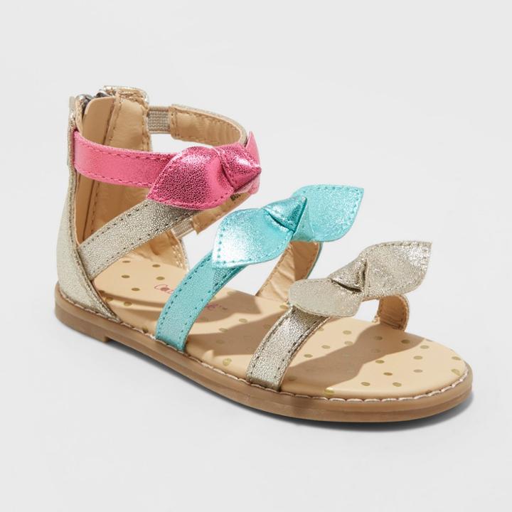 Toddler Girls' Darbi Two Piece Ghillie Slide Sandals - Cat & Jack Gold 9, Girl's,