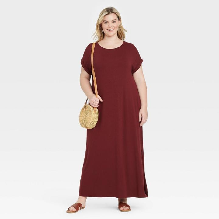 Women's Plus Size Short Sleeve Knit Dress - Ava & Viv Red X