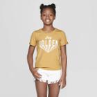 Girls' Rolled Short Sleeve Graphic T-shirt - Art Class Gold