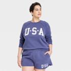 Grayson Threads Women's Plus Size Usa Graphic Sweatshirt - Blue