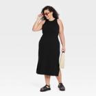 Women's Plus Size Sleeveless Ribbed Dress - A New Day Black