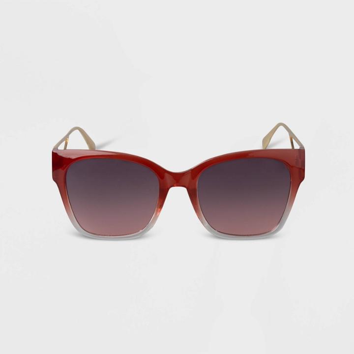 Women's Plastic Gradient Square Sunglasses - A New Day Red
