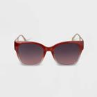 Women's Plastic Gradient Square Sunglasses - A New Day Red