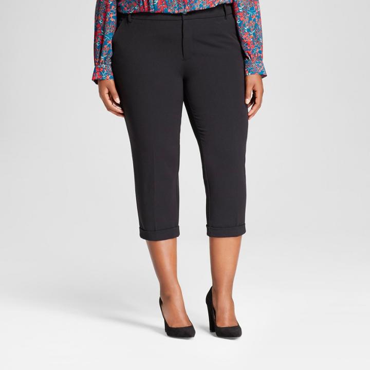 Women's Plus Size Ankle Pants - Ava & Viv Black