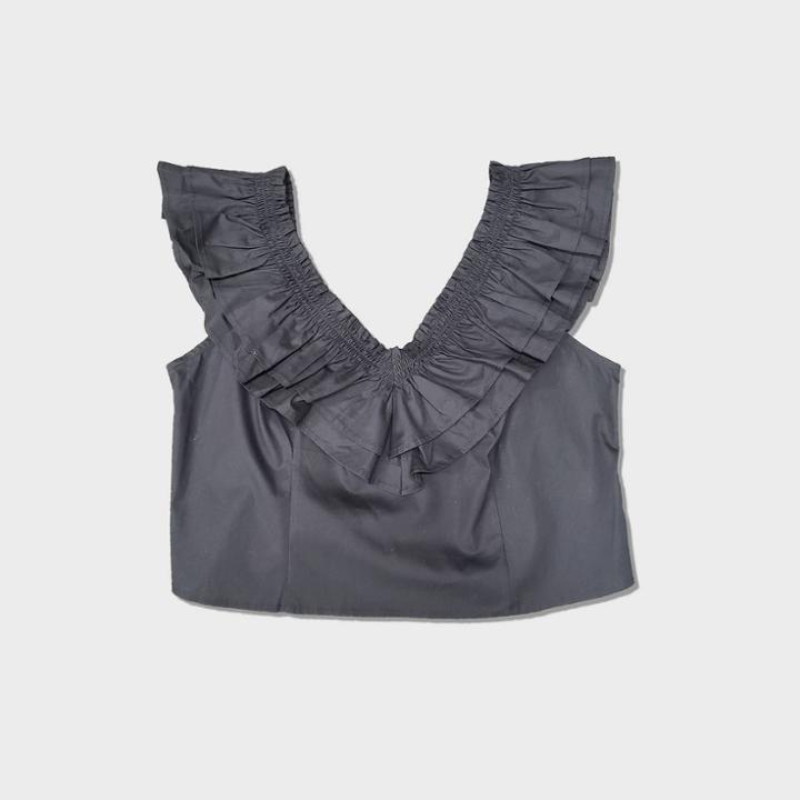 Women's Plus Size Sleeveless Ruffle Top - Wild Fable Black