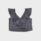 Women's Plus Size Sleeveless Ruffle Top - Wild Fable Black