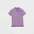 Boys' Short Sleeve Striped Knit Polo Shirt - Cat & Jack Purple/gray