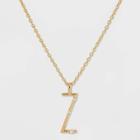 Gold Over Silver Plated Cubic Zirconia 'z' Initial Pendant Necklace - A New Day Gold