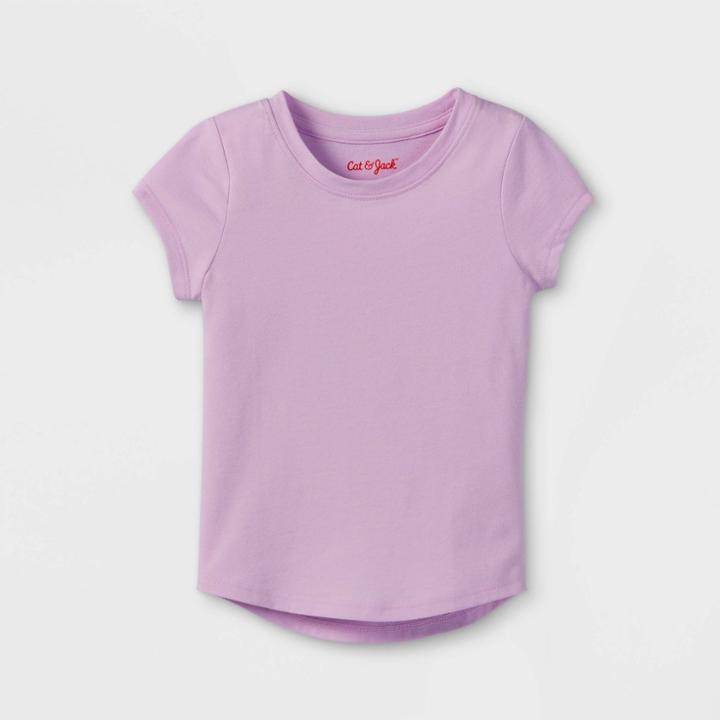 Toddler Girls' Solid Knit Short Sleeve T-shirt - Cat & Jack Light Purple