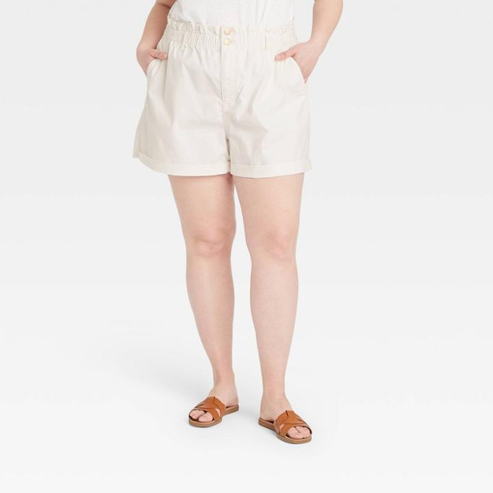 Women's Plus Size High-rise Shorts - Universal Thread White