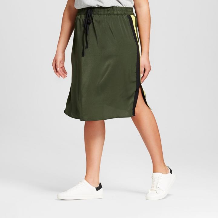 Women's Plus Size Silky Track Skirt - Who What Wear Olive (green)