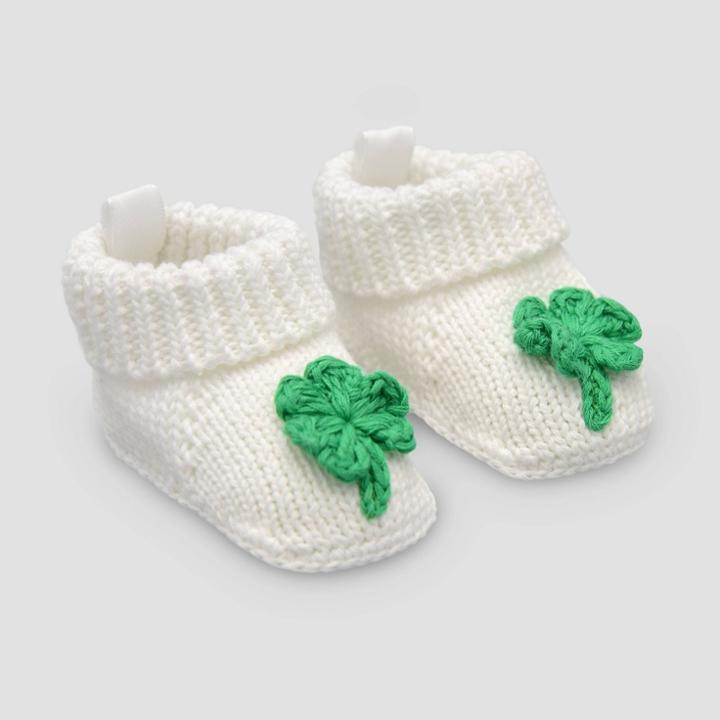 Baby Shamrock Slipper Nb - Just One You Made By Carter's White Newborn, Kids Unisex, White Green