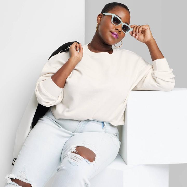 Women's Crew Neck Sweatshirt - Wild Fable Almond