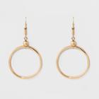 Open Circle & Small Bead Fish Hook Earrings - A New Day Gold