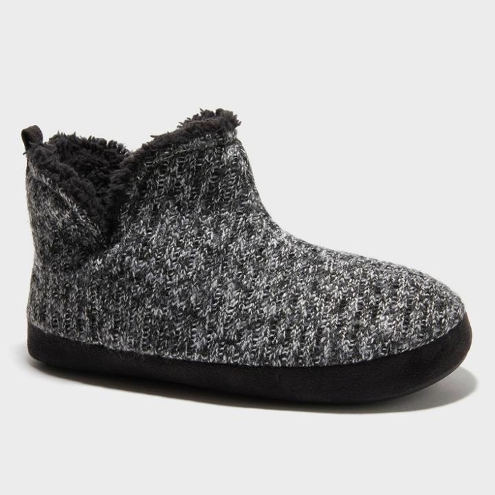 Women's Dluxe By Dearfoams Knit Bootie Slippers - Black