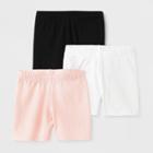 Girls' 3pk Tumble Short - Cat & Jack Black/white/pink,