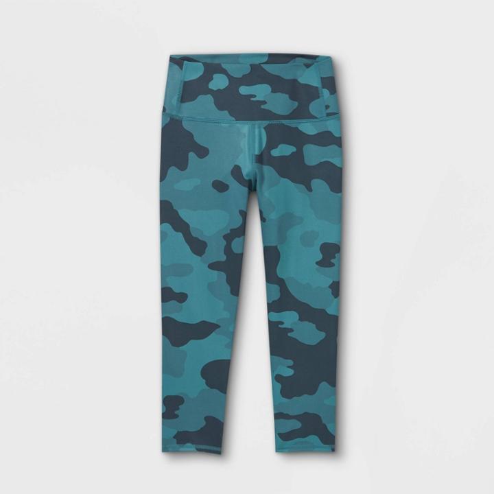 Girls' Lace-up Capri Leggings - All In Motion Green/camo