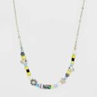 Star And Sun Mixed Beaded Necklace - Wild Fable , Red/silver