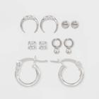 Sterling Silver With Assorted Cubic Zirconia Hoop Earring Set 5pc - A New Day Silver, Women's, Clear