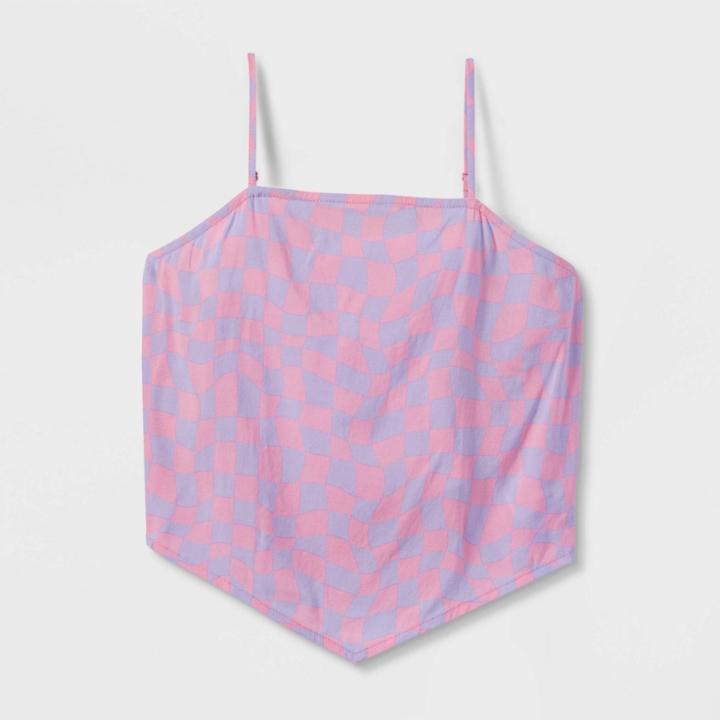 Girls' Hanky Hem Tank Top - Art Class Pink/purple Check
