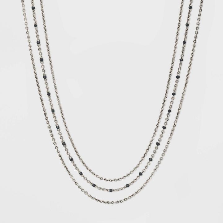 Layered Enamel Dotted Chain Necklace - Universal Thread Navy
