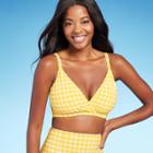 Women's Textured Gingham Triangle Bikini Top - Kona Sol Yellow D/dd Cup