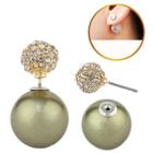 Zirconmania Women's Zirconite Pearl/crystal Peekaboo Earring - Olive, Olive Tree