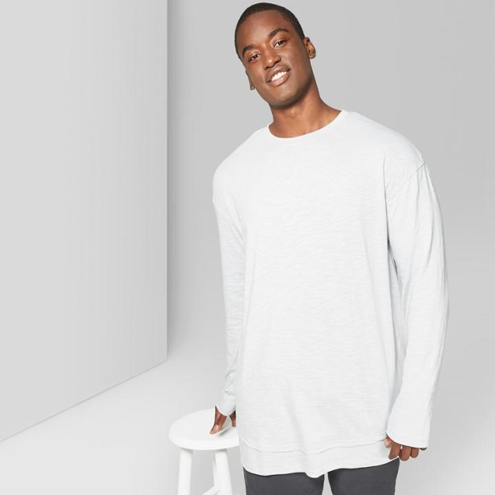 Men's Tall Long Sleeve Layered Slub T-shirt - Original Use Masonry Gray