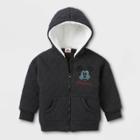 Disney Toddler Boys' Mickey Mouse Quilted Fleece Full Zip Hoodie - Gray