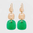 Semi-precious Peach Moonstone Worn Gold Drop Earrings - Universal Thread Jade