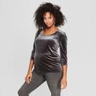 Maternity Velvet 3/4 Sleeve Top - Isabel Maternity By Ingrid & Isabel Black