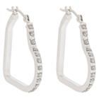 Target Heart Sterling Silver Earrings With Diamond Accents - White