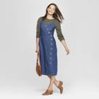 Women's Asymmetrical Button Front Denim Dress - Universal Thread Blue